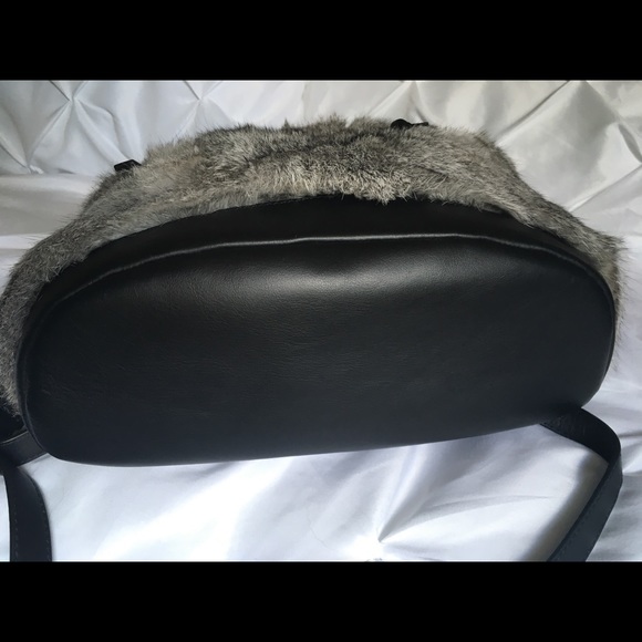 SOLD Michael Kors MK Grey Rabbit Fur Backpack Kirk - Picture 7 of 8